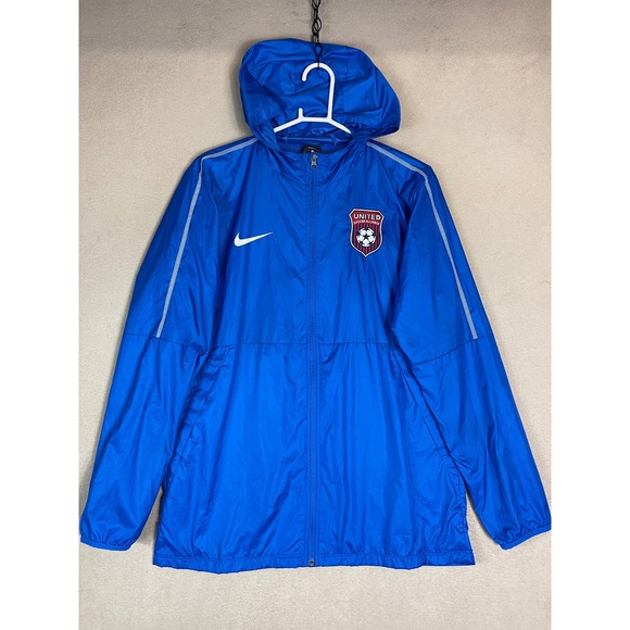 Nike United Soccer Alliance Jacket L Blue Lightweight Rain Windbreaker Coat - Picture 1 of 12